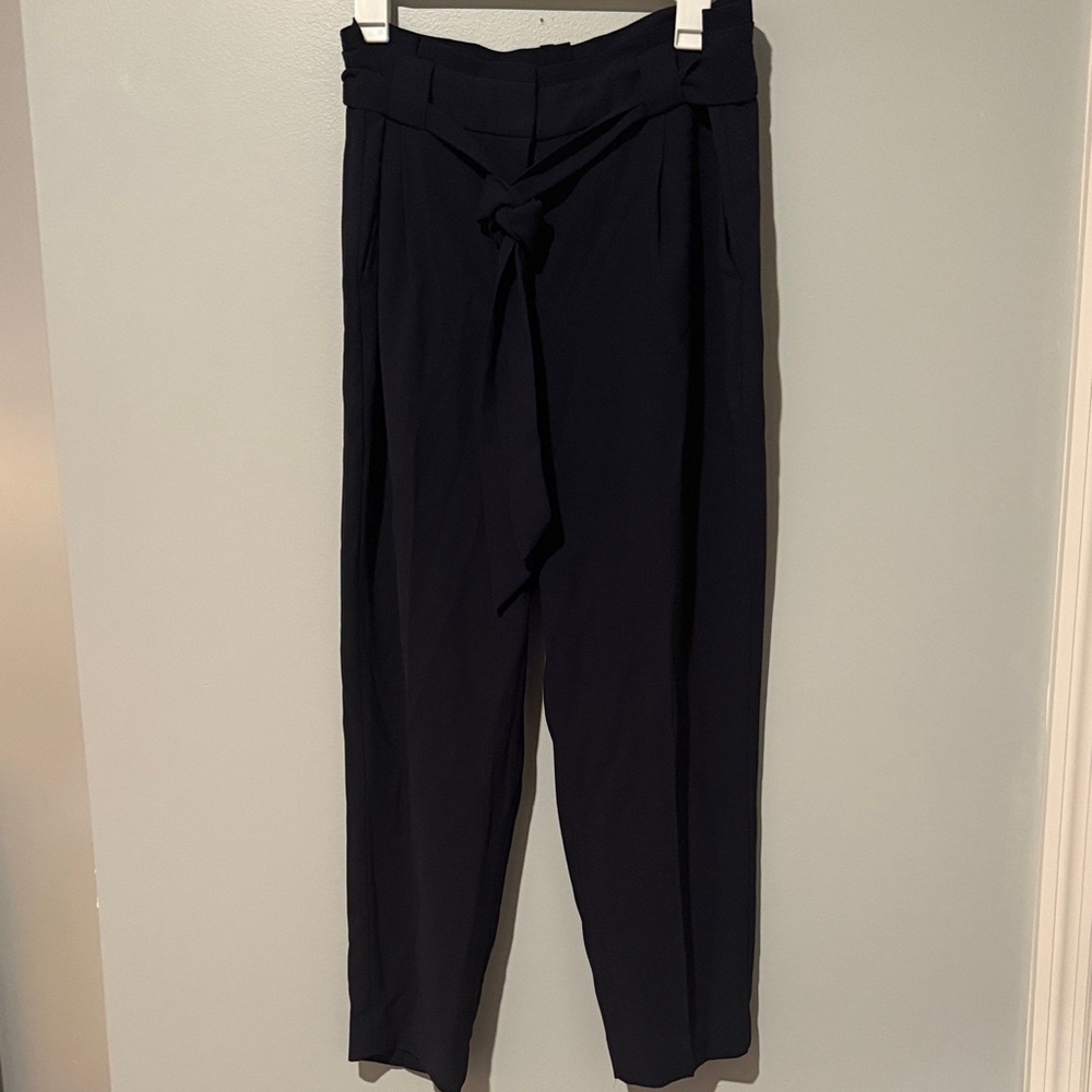 Express Navy Tie-Waist Cropped Pants